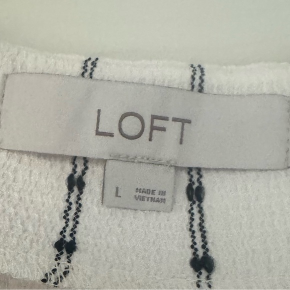 LOFT Dot Stripe Flutter Square Neck Top / Size Large (Never Worn) - Picture 12 of 12